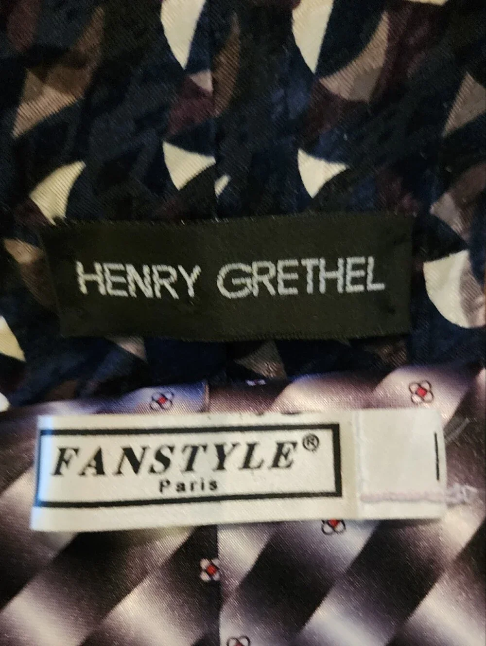 3pc Men’s Tie Lot Henry Grethel Fanstyle Paris Silk Polyester Geometric
